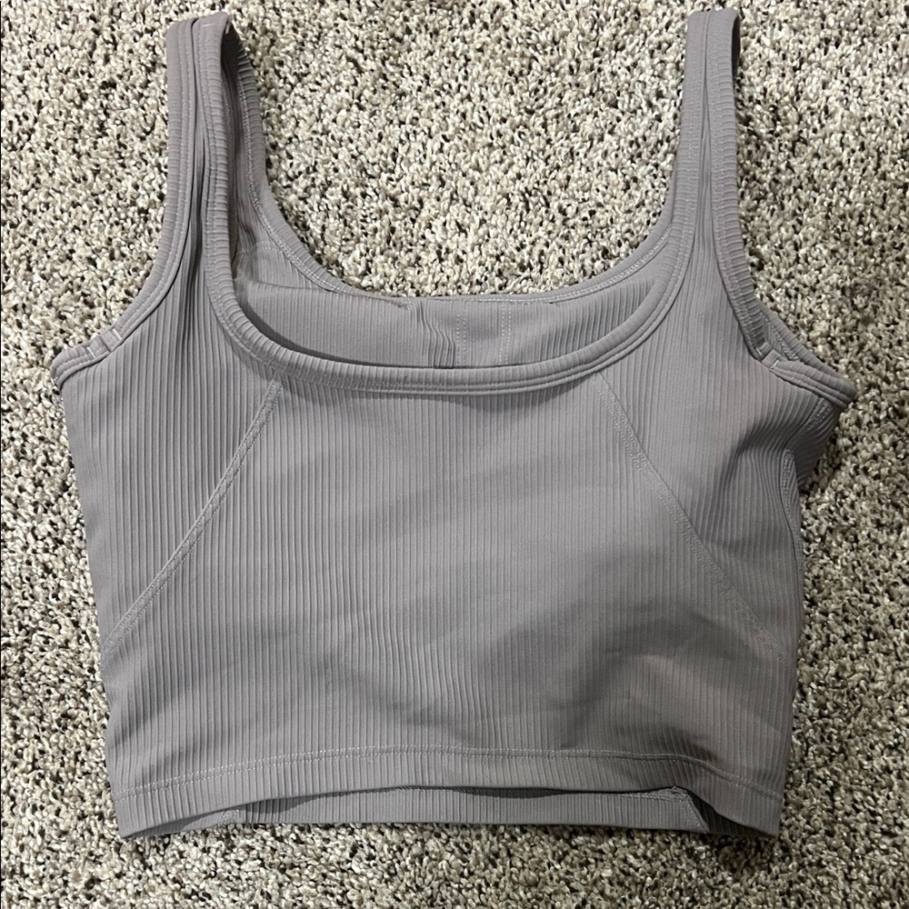Purple Ribbed Crop Top - Picture 2 of 4